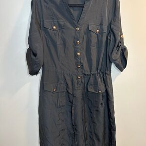 New York & Company Charcoal Button-Front Dress